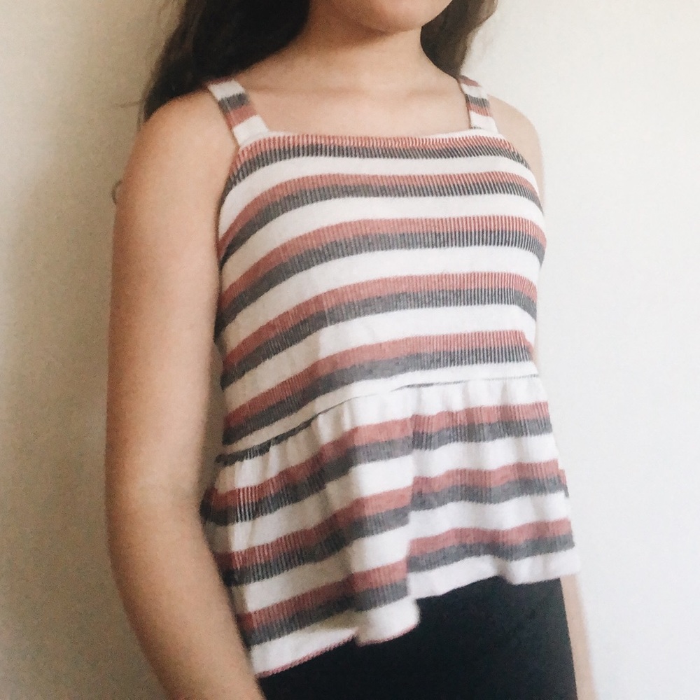 red, white, and blue tank top